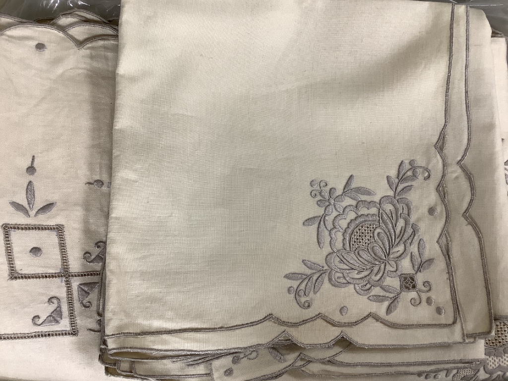 A quantity of Chinese embroidered linen